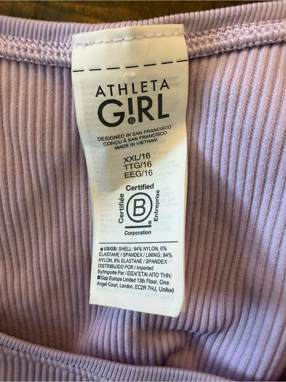 Athleta Girl ribbed top size XXL/16